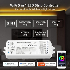 WT5 12V 24V 5 в 1 Tuya умный Wi-Fi светодиодный контроллер для RGBCCT RGB двойной белый одноцветный полосный Свет 2,4G RF пульт дистанционного управления - Product Image 3