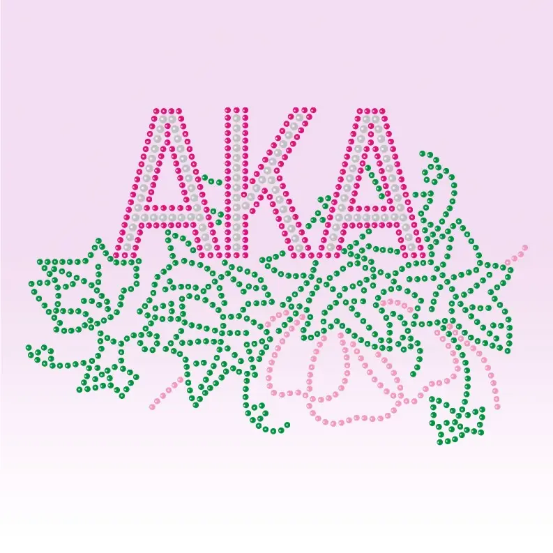 Custom Sorority AKA strass Crystal Bling shoe design green and pink heat transfer Iron on applique sticker