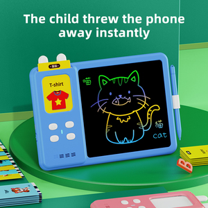 2-in-1 LCD çizim tableti kart okuyucu Montessori eğitim çocuklar için öğrenme makinesi otizm duyusal oyuncak flaş kartları konuşurken - Product Image 6