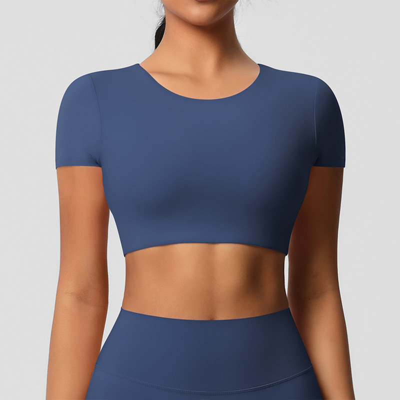 Crop manches courtes-marine