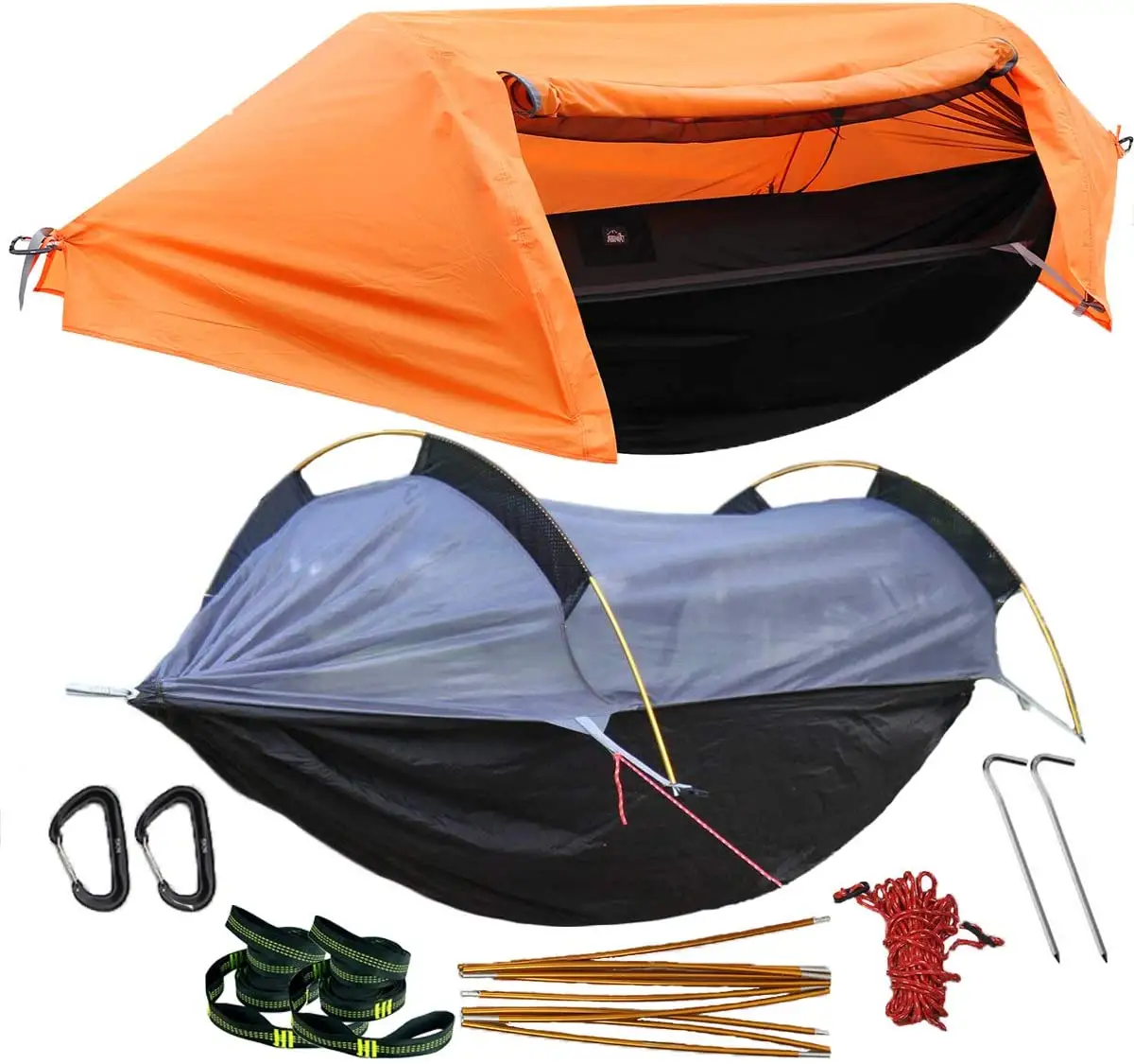 Woqi Camping Hängematte mit Moskito Bug Net und Rainfly Cover