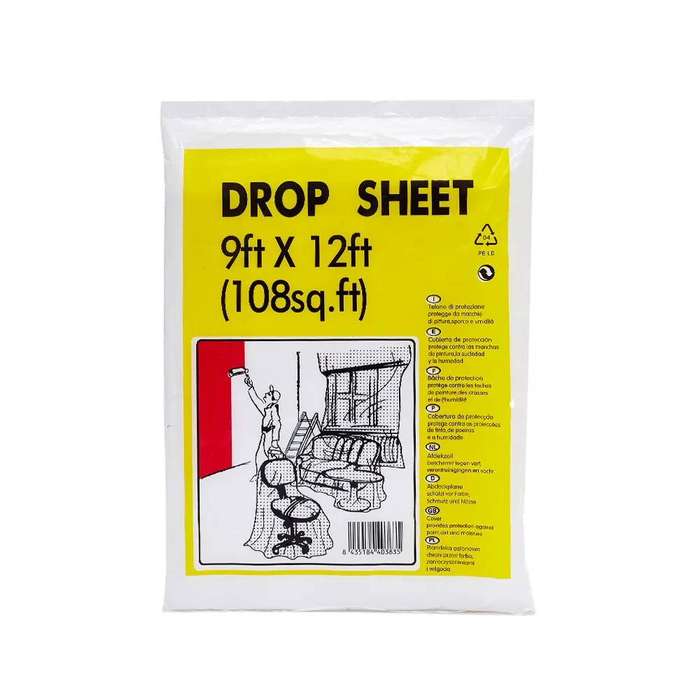 9x12ft PE Painting Drop Sheet Paint prevenzione foglio di plastica parapolvere