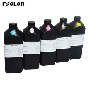 Tinta UV de alta adherencia de 500ml y 1000ml para cabezal de impresión Epson Xp600 DX5 CMYK blanco para impresión plana sobre vidrio Metal Acrílico