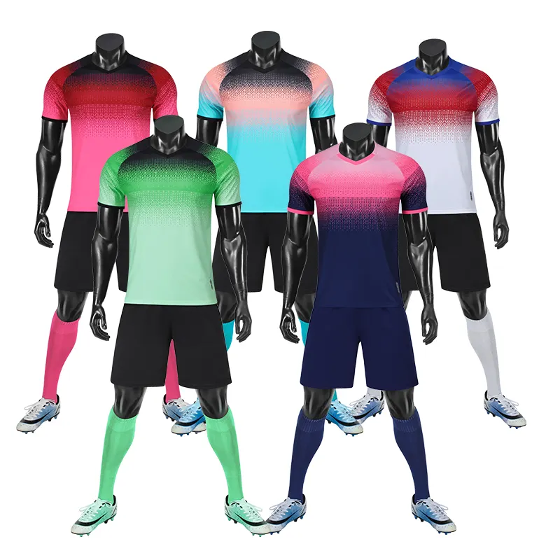 2022 Logo personalizzato professionale blu giallo rosso Quick Dry Soccer Team Wear stampa digitale uomo Soccer Set Jersey Football