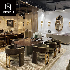 Thiết kế sang trọng chất lượng đồ nội thất nhà khung thép không gỉ đá cẩm thạch Top bàn ăn đặt - Product Image 1