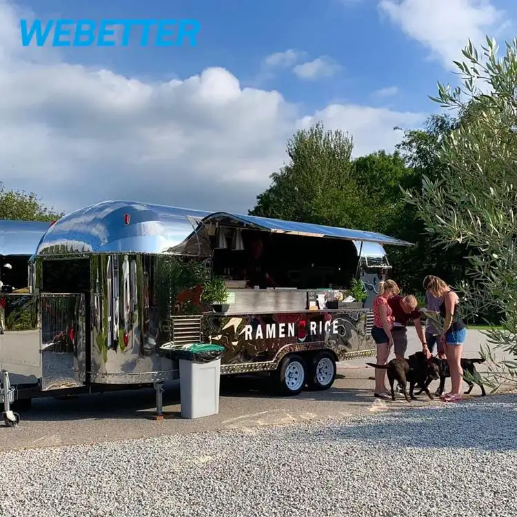 WEBETTER Airstream 모바일 주방 식품 트레일러 완전 장착 Remorque 모바일 피자 패스트 푸드 트럭 전체 주방 판매