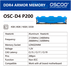 OSCOO DDR memoria RMA con dissipatore di calore per Gaming ram 8GB ddr4 16GB moduli di memoria Desktop 2400mhz 3200mhz DIMM di memoria - Product Image 2