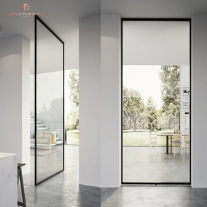 Minimalist cam alüminyum alaşımlı döner kapı | Villa/sanat alanı, şeffaf ve lüks giriş tasarımı