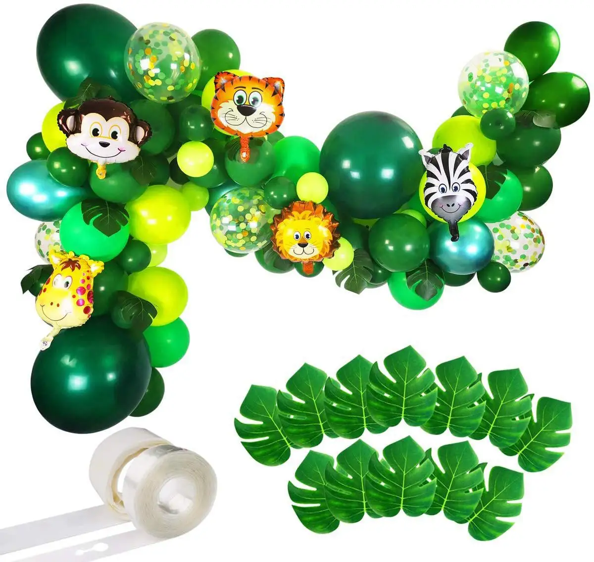 2021 Palm Leaves Inflatable Forest Jungle Animal Theme Kids Happy Birthday Party Decoration Ballons Supplies