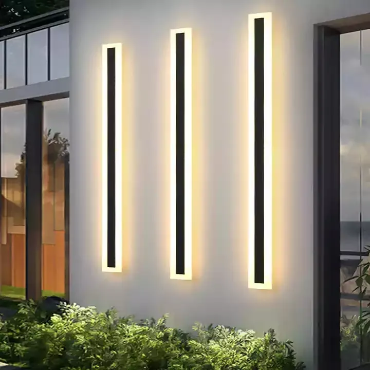 Lampu Dinding LED Luar Ruangan Panjang Aluminium Ip65 Strip Linear Tempat Lilin Taman Luminer Modern