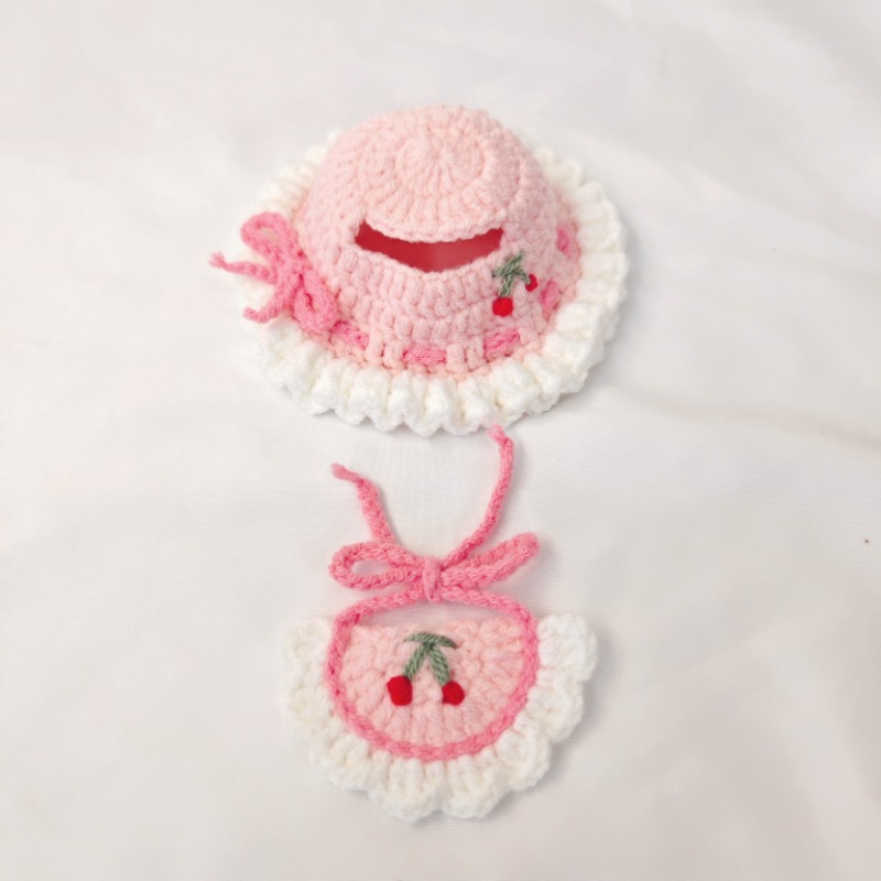 Bavoir + bonnet rose