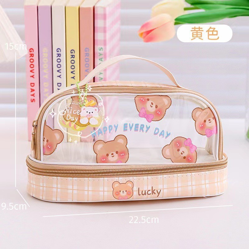 Handheld pencil case - Yellow shy bear