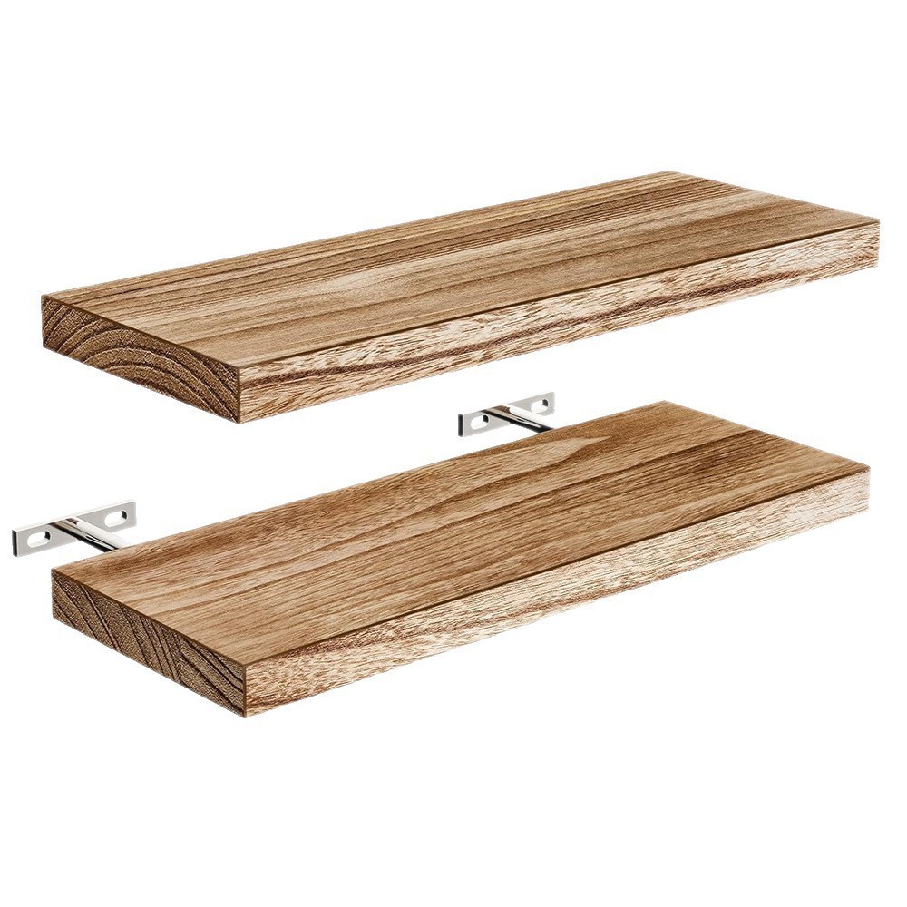 Deux morceaux de bois de paulownia brun clair légèrement brûlé