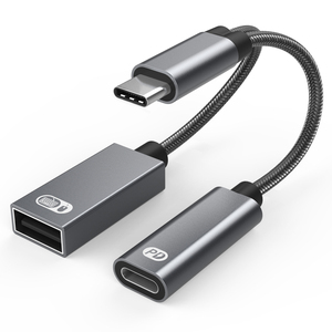 Kaynak üreticisi tip-c usb2'ye 1 naylon örgülü adaptör PD60w şarj OTG USB flash sürücü taşınabilir sabit sürücüyü destekler - Product Image 1