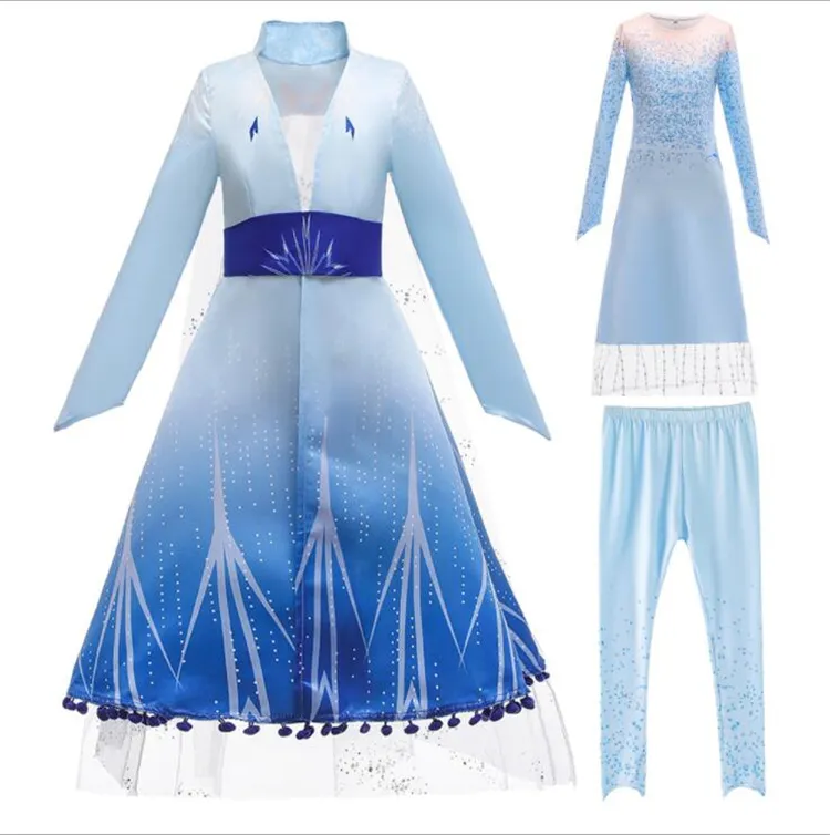 Nueva venta caliente lindo bebé niñas elsa vestido del traje de cosplay en 2020 elsa 2 vestido de princesa disfraces de Halloween