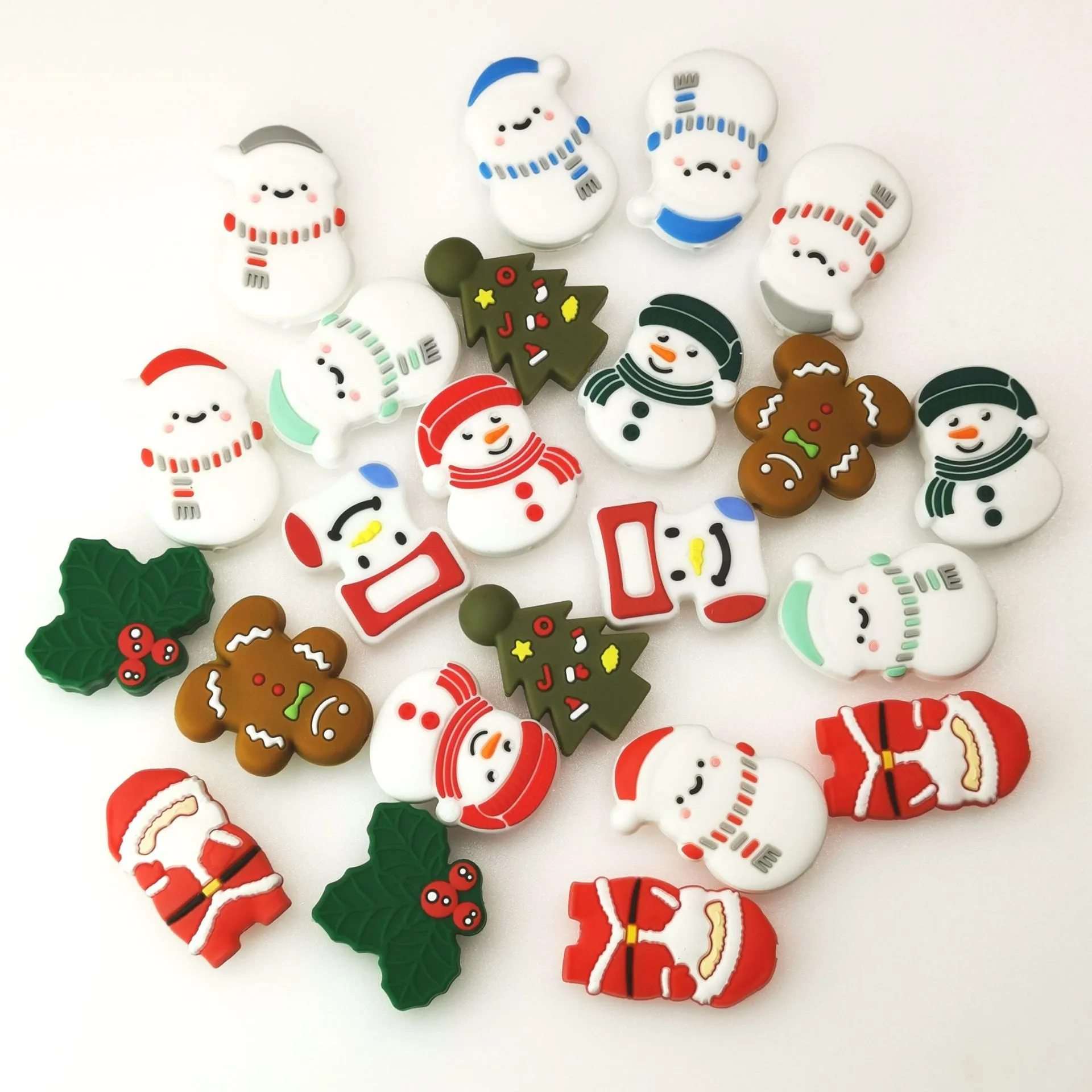 H92 Wholesale Pen Top Silicone Focal Christmas Custom Silicone Beads Snowman Silicone Focal Beads For Pen Making