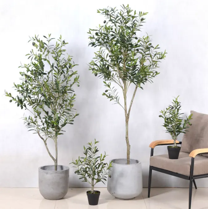 Arbre décoratif artificiel vert de haute qualité, fausses plantes, Olive, plantes en pot, plantes artificielles, décoration de la maison