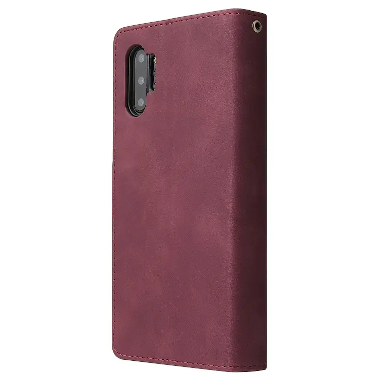 Casing Dompet Ponsel Samsung Note 10 Pro, Casing Kulit Penutup Penuh Ritsleting Magnetik dengan Tali Pergelangan Tangan