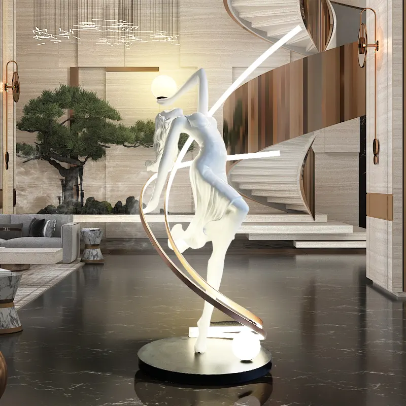 Hotel Elegante Skulptur Design Harz LED Stehlampe Statue Stand Stehle uchten für Lobby Ausstellungs halle Dekoration Harz Lampen