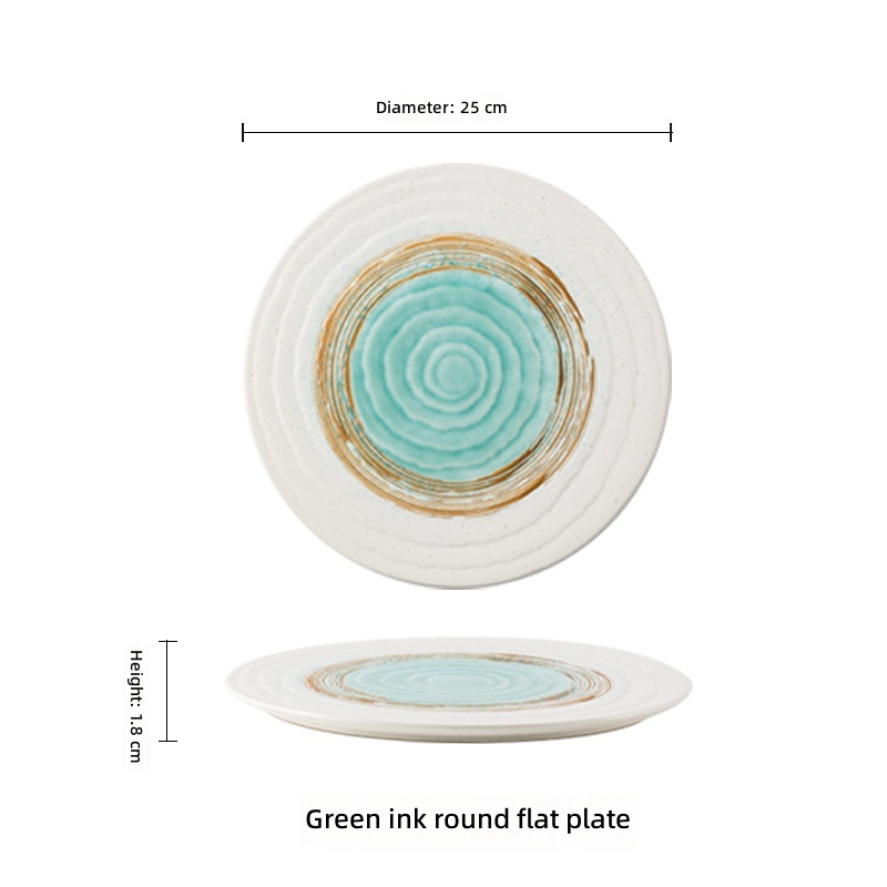 10inch--Green ink round flat plate