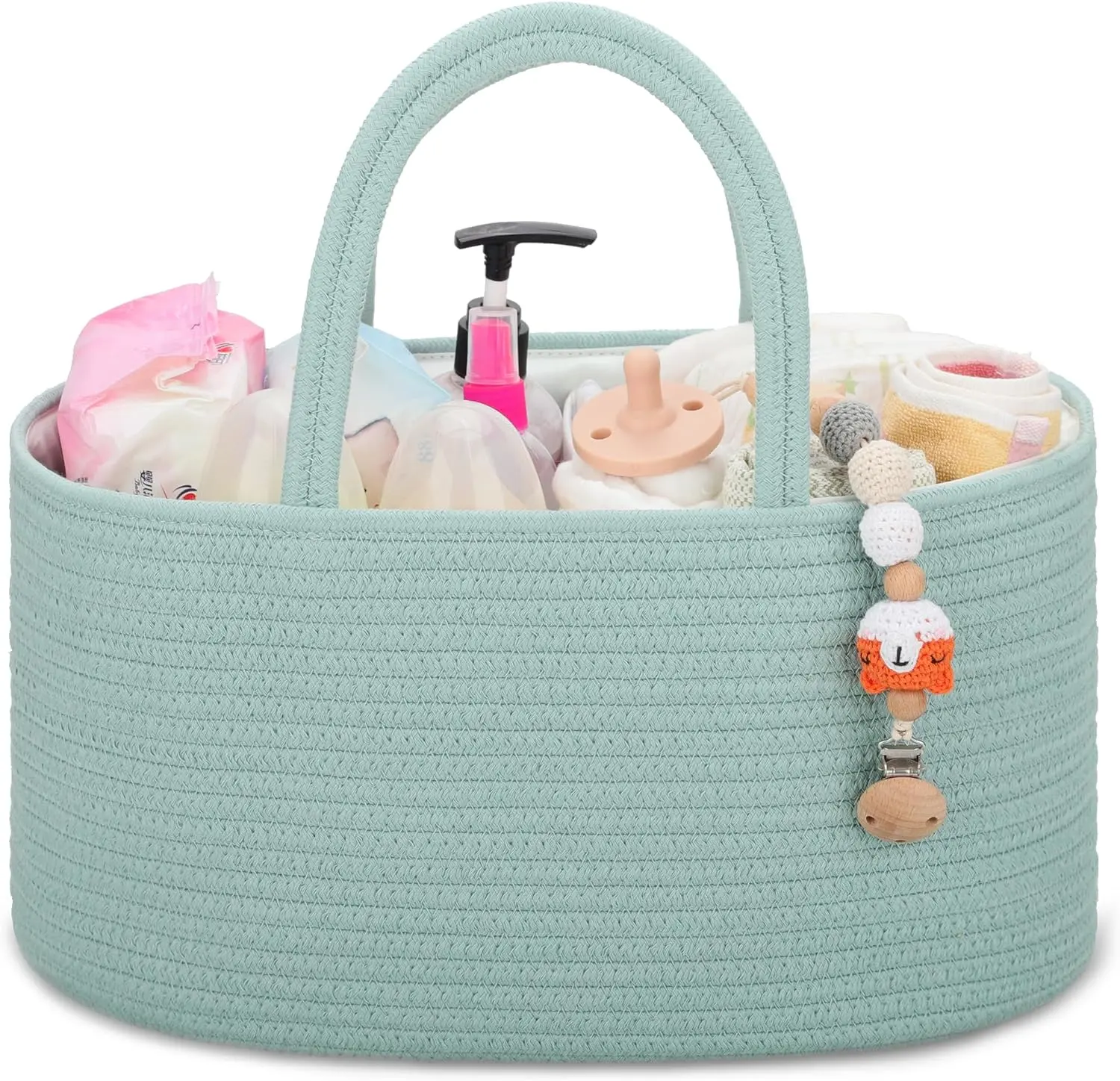 Portable Nappy Tote Bag Baby Woven Diaper Caddy Organizer Diaper Basket with Dividers