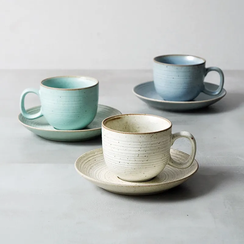 Tazza da caffè EKA tazze in ceramica Set di tazze da caffè e piattini personalizzati in porcellana Espresso con Logo personalizzato