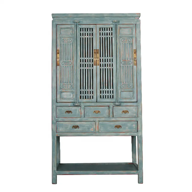 Chinese reproduction vintage reclaimed recycled wood clothes cabinet wardrobe