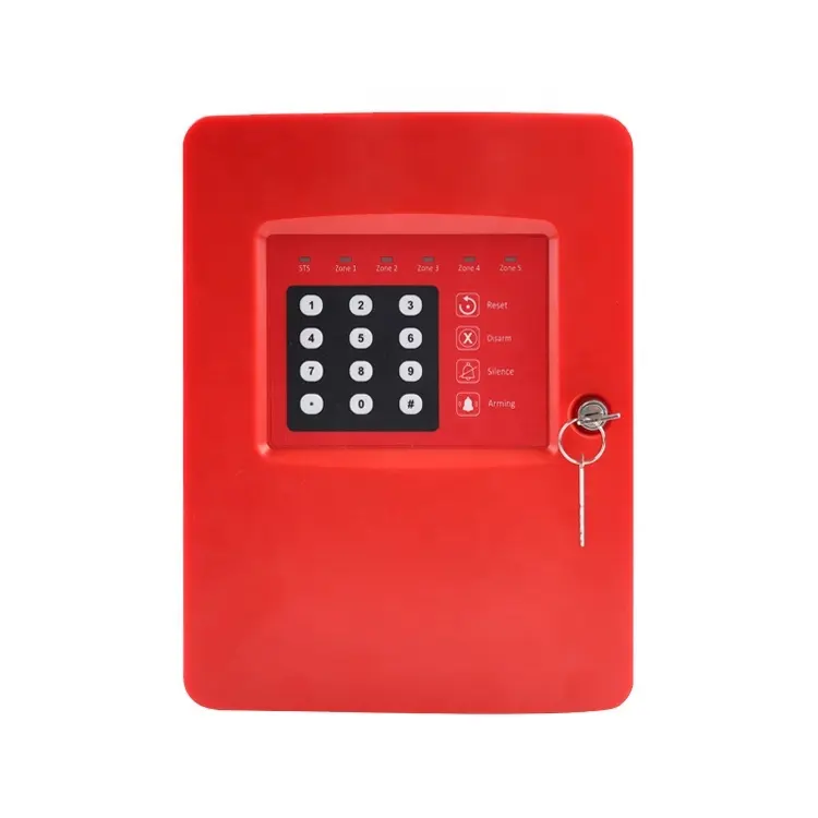 نظام أمان المنزل لوحة تحكم باللون الأحمر 5 مناطق سلكية