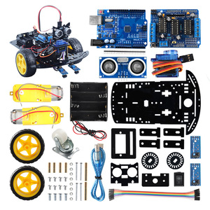 Kompatibel mit Arduino Intelligent Robot Zweirad-Ultraschall-Hindernis vermeidung DIY Car Kit Infrarot-Roboter-Kit