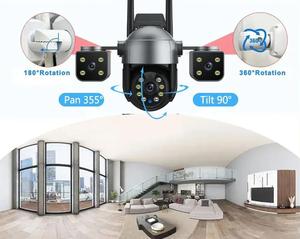 6K 12MP WiFi güvenlik kamerası 3 Lens 3 ekranlar 8X dijital Zoom AI İnsan algılama 4 açık CCTV PTZ IP kablosuz üç - Product Image 2