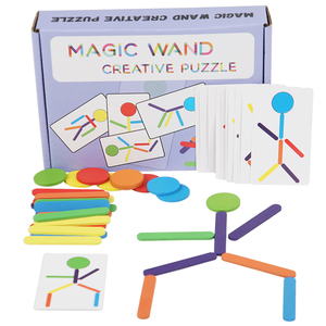 <strong>Logical</strong> Thinking Wooden Sticks Puzzle for Early Education, Creative Cognitive Character Puzzle for Fine Motor Skills Learning
