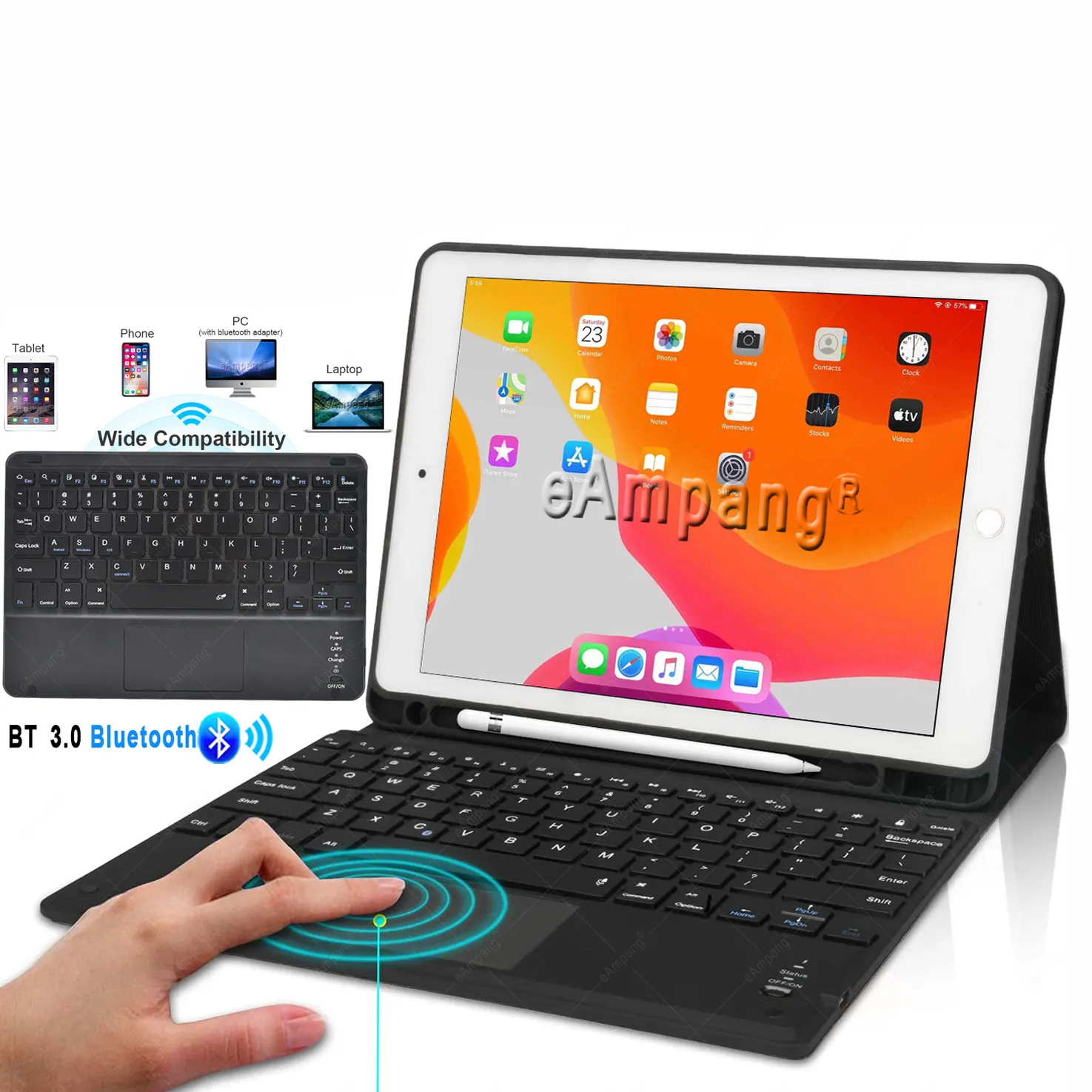 Беспроводная клавиатура BT с сенсорной панелью для 2021 iPad, магнитная Волшебная клавиатура для Apple IPad