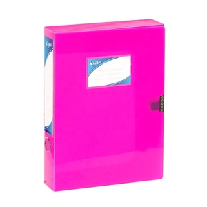 大容量矩形PP塑料A4纸归档存储档案文件盒彩色文件盒带名片夹 - Product Image 3
