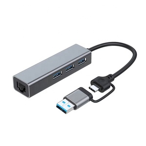 Adattatore Networt 2 in1 USB tipo C + 3 porte Hub USB 3.0 a Ethernet RJ45 Lan adattatore Gigabit per 10/100Mbps per Computer - Product Image 3