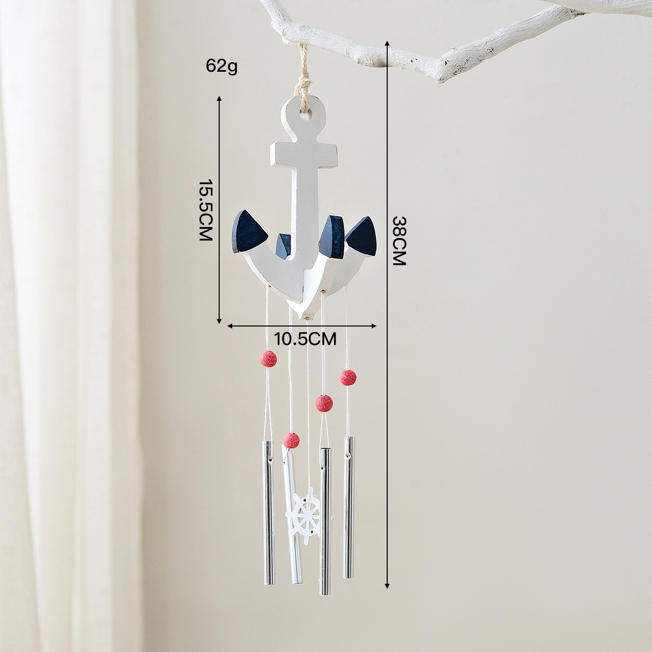 Diagonal anchor wind chime helmsman