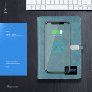 Power Bank <strong>Note</strong> Book A5 LEATHER Diary <strong>Notebook</strong> Cover <strong>with</strong> Wireless Charger Custom Led logo Different Light <strong>Color</strong> Flash Notepad - Product Image 6