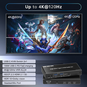8K60Hz Tpye C <strong>Kvm</strong> <strong>Switch</strong> Usb C 2 in <strong>1</strong> Out Usb-c Dual Monitor <strong>Kvm</strong> <strong>Switch</strong> with PD 100W Hdmi <strong>Kvm</strong> <strong>Switch</strong>