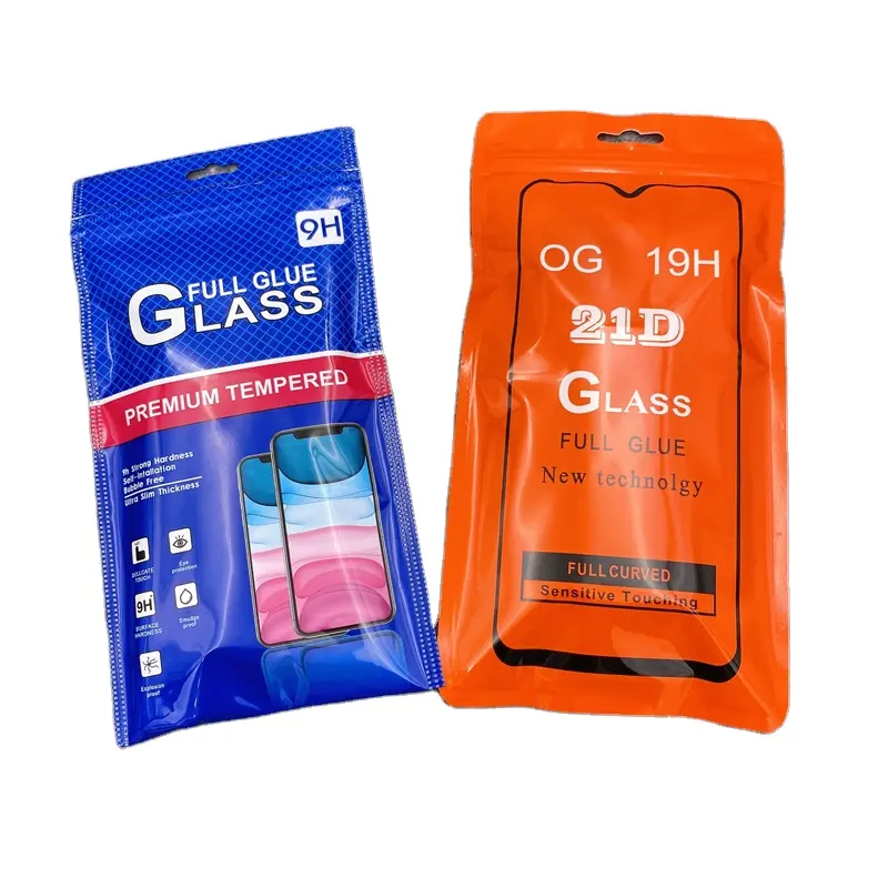 Bolsa Electrónica de plástico con cierre de cremallera para teléfono móvil, embalaje de vidrio con impresión personalizada, mylar rojo