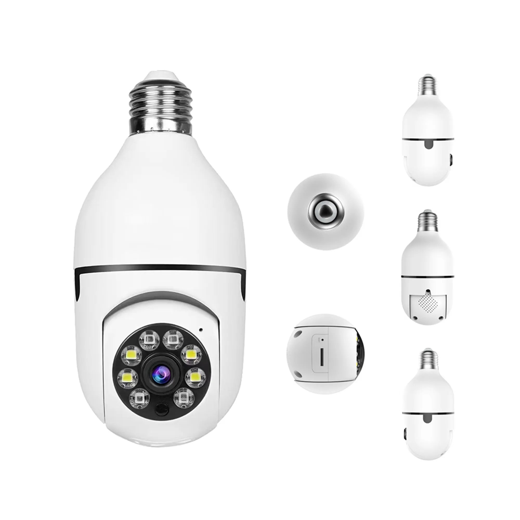 Tuya4MP電球Ptzカメラ355度ワイヤレスWifiホームナイトバージョンセキュリティ監視CCTV LED電球ホルダーカメラ