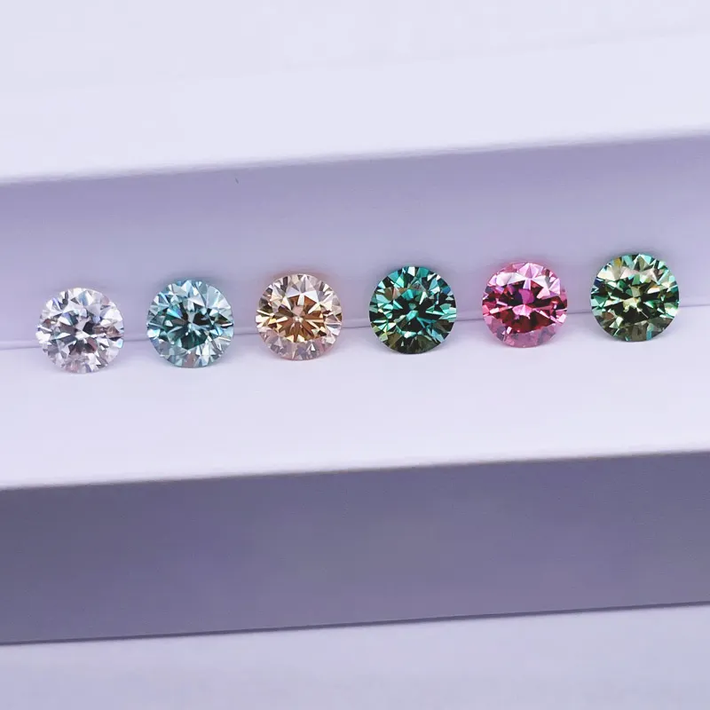Moissanita-piedra de diamante verde, champán, gris, azul, negro, amarillo, rosa, moissanita, precio al por mayor