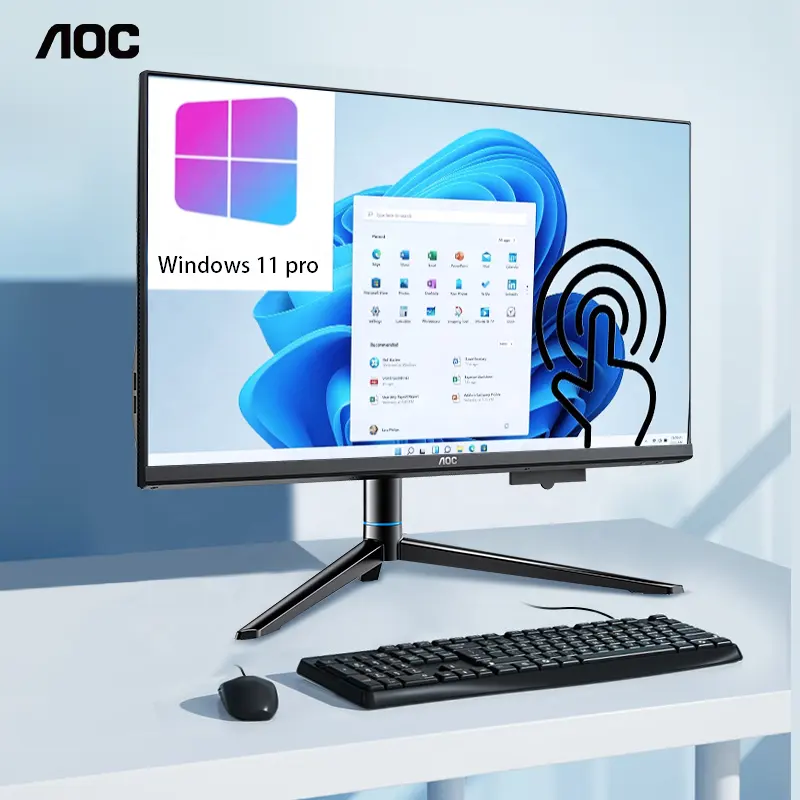 OEM AOC Tất Cả Trong Một PC N5095 11th Bộ Vi Xử Lý 8GB 256GB SSD 23.8 "24" Cảm Ứng Tất Cả Trong Một Máy Tính Với UPS Pin