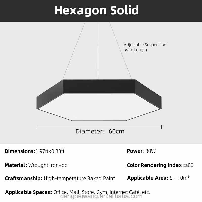 Un esagono solido da 30 watt con un diametro di 60 cm