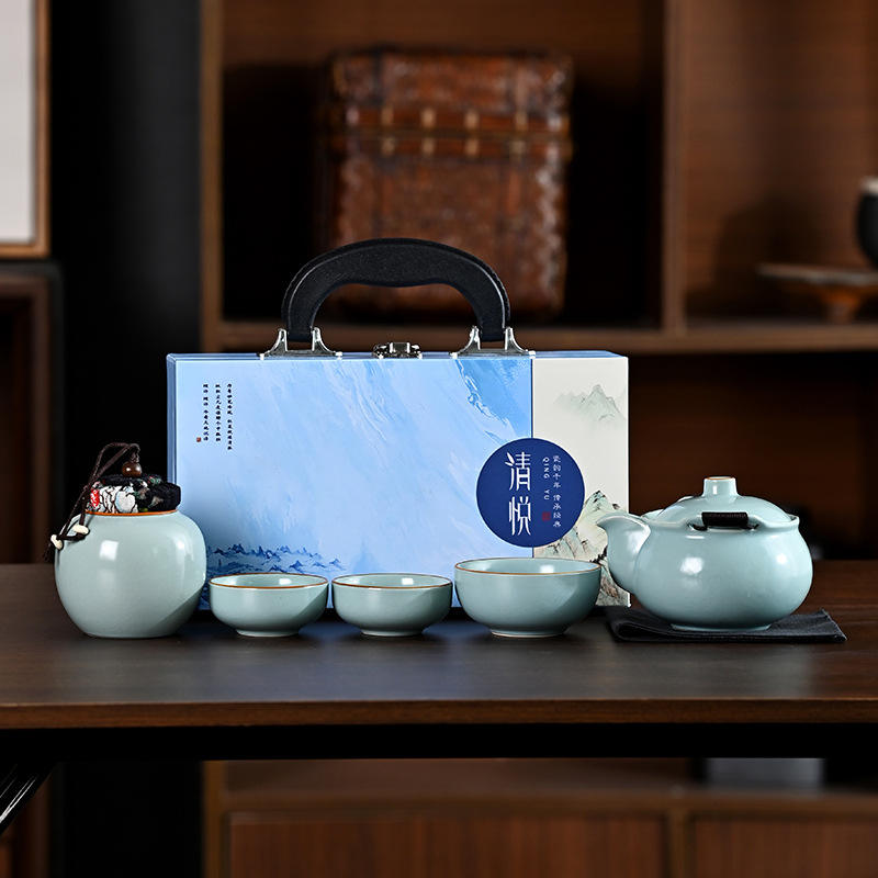 Tetera de mano, caja de madera Qingru Qingyue