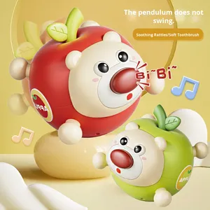 Bebek elma roly-poli diş kaşıyıcı çıngırak yumuşak plastik yumuşak kauçuk eğitim erken öğrenme ses kavrama topu oyuncak yatıştırıcı çiğneme - Product Image 2
