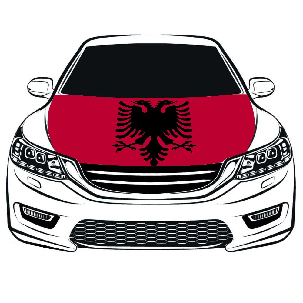 Zonneschijn Hete Verkoop Albania Autoruit Vlag 100% Polyester Dubbelzijdige Aangepaste Autokap Spiegel Raamvlag