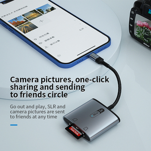 适用于iPhone <span class=keywords><strong>iPad</strong></span>的高速照明<span class=keywords><strong>2</strong></span>合1 SD tf卡读卡器OTG相机连接套件