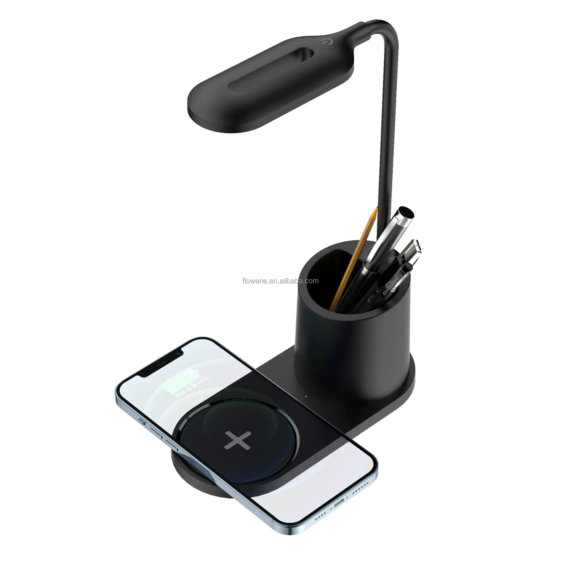 Home Office Eye Caring leitura Porta de Carregamento USB 3 Modos Table Lamp com Pen Holder Telefone Desk Lamp led Luz Carregador Sem Fio