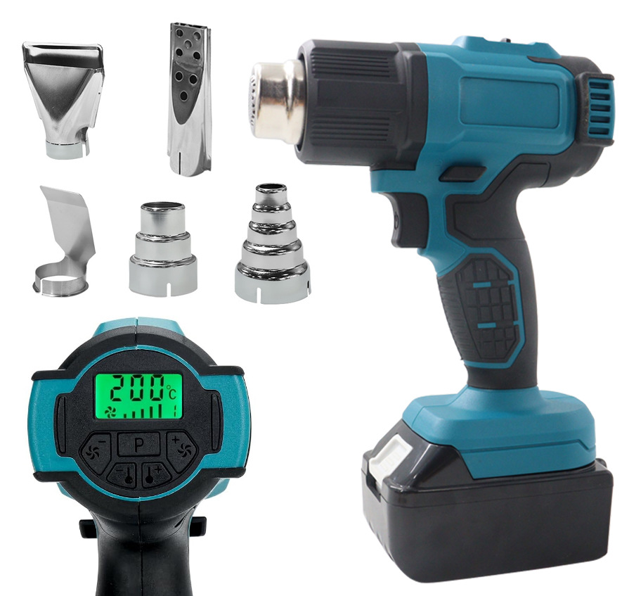 Pistolet à air chaud à affichage numérique, ensemble de 5 pièces / Pour batteries Makita
