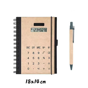 Eco Material Spiral Cahier Notebook mit elektronischem Taschen rechner Stift 8-stelliger Solar Power Desktop-Rechner - Product Image 1