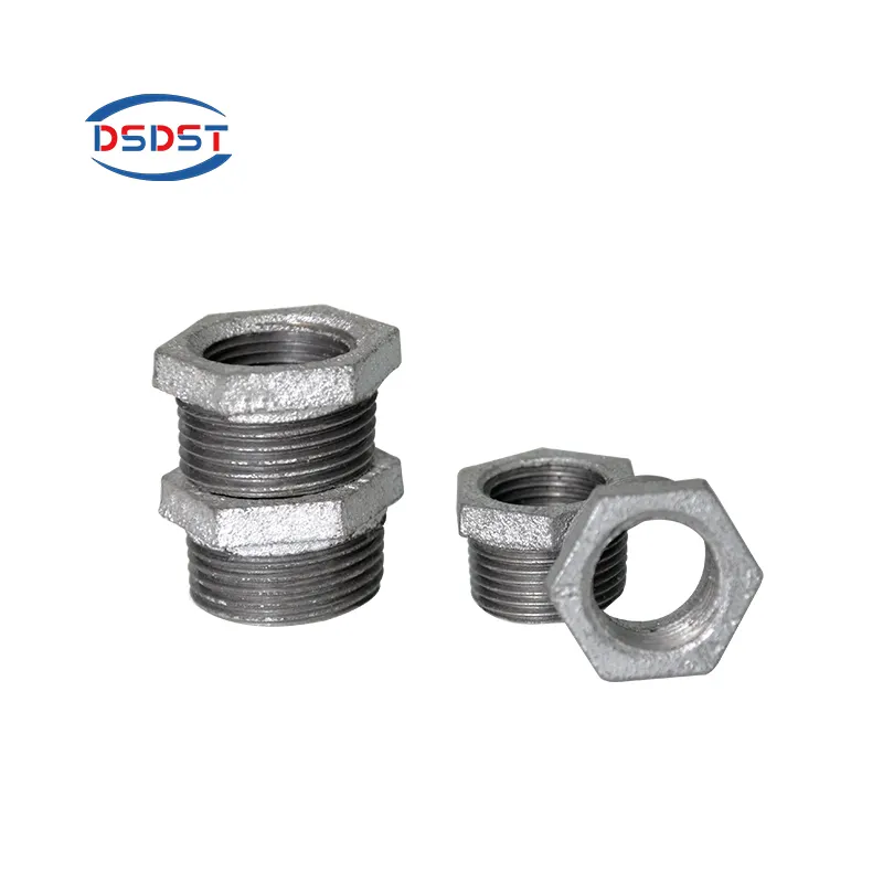 Plumbing and drainage pipe connectors galvanized malleable cast iron steel pipe fittings reducing hexagon bushes